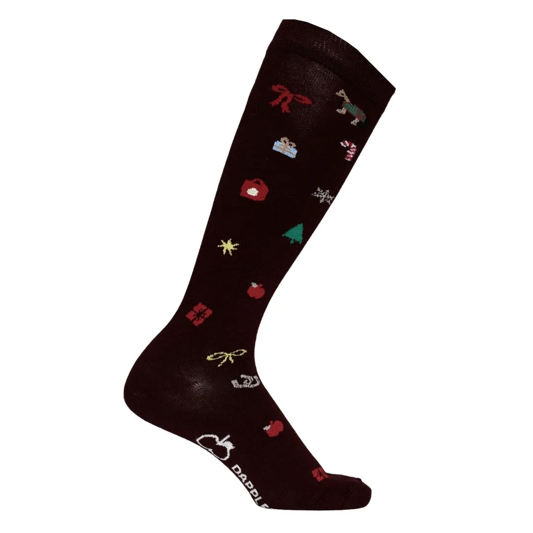 Dapplebay Holiday Charms bootsokken Dark Bay dames zacht