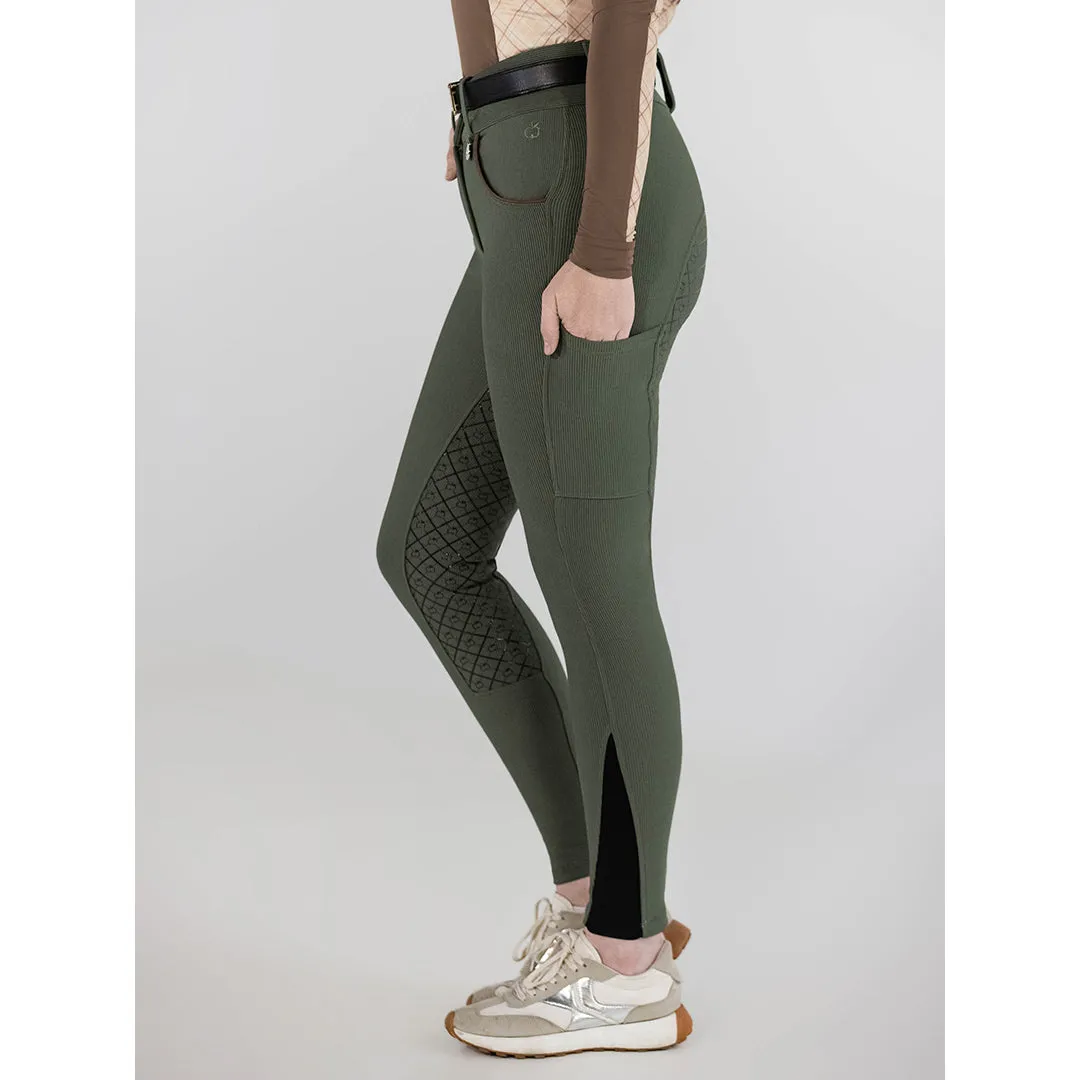 Dapplebay Pro Ribbed Silicone Full Seat rijbroek Rosemary