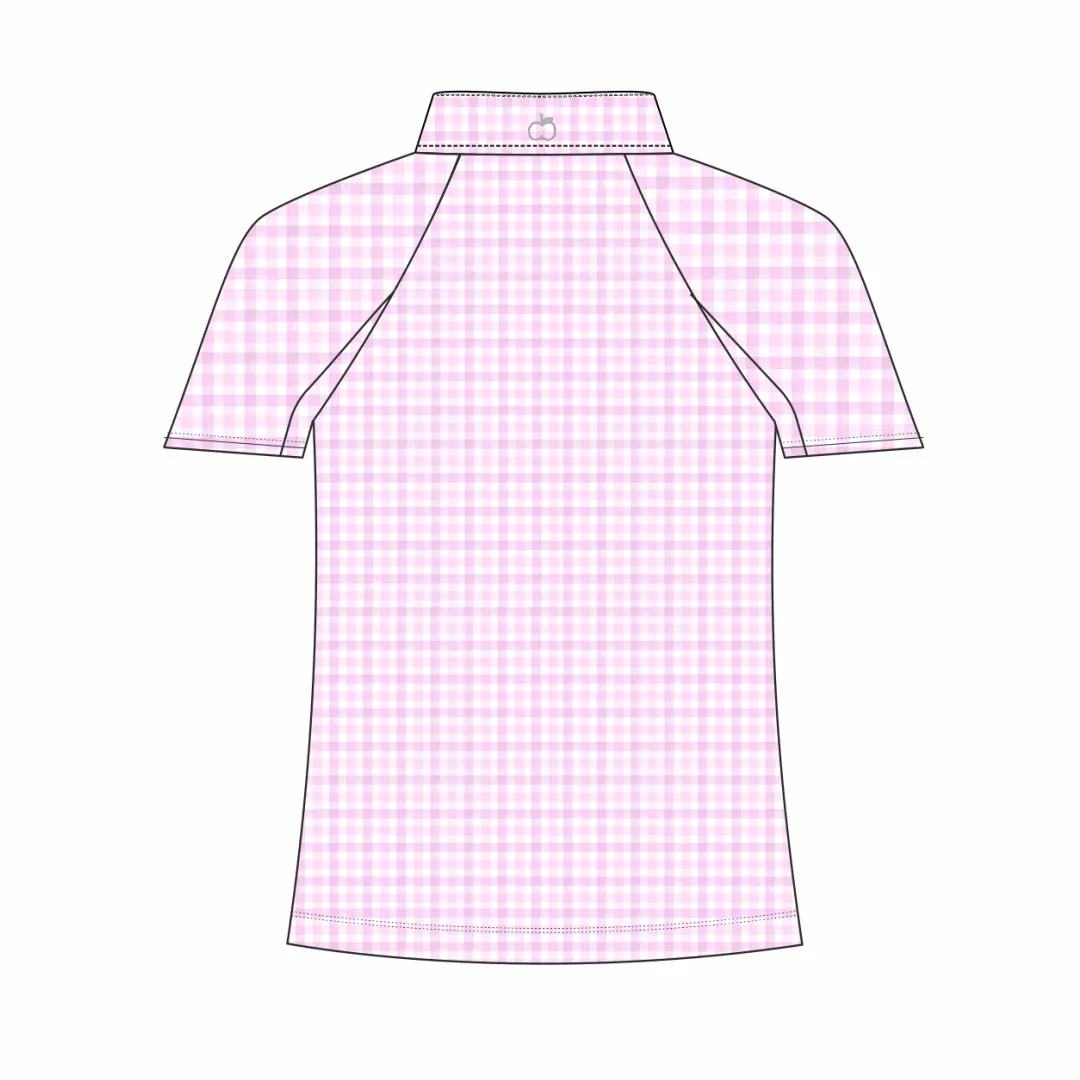 Dapplebay Kids Pink Gingham 1/4 Zip rijshirt roze