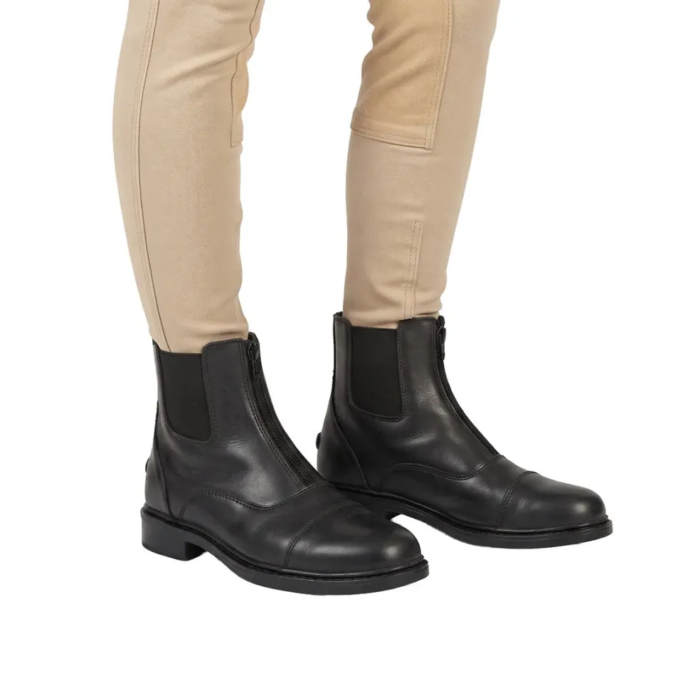 TuffRider Perfect Front Zip jodhpurschoenen zwart kinderen waterafstotend