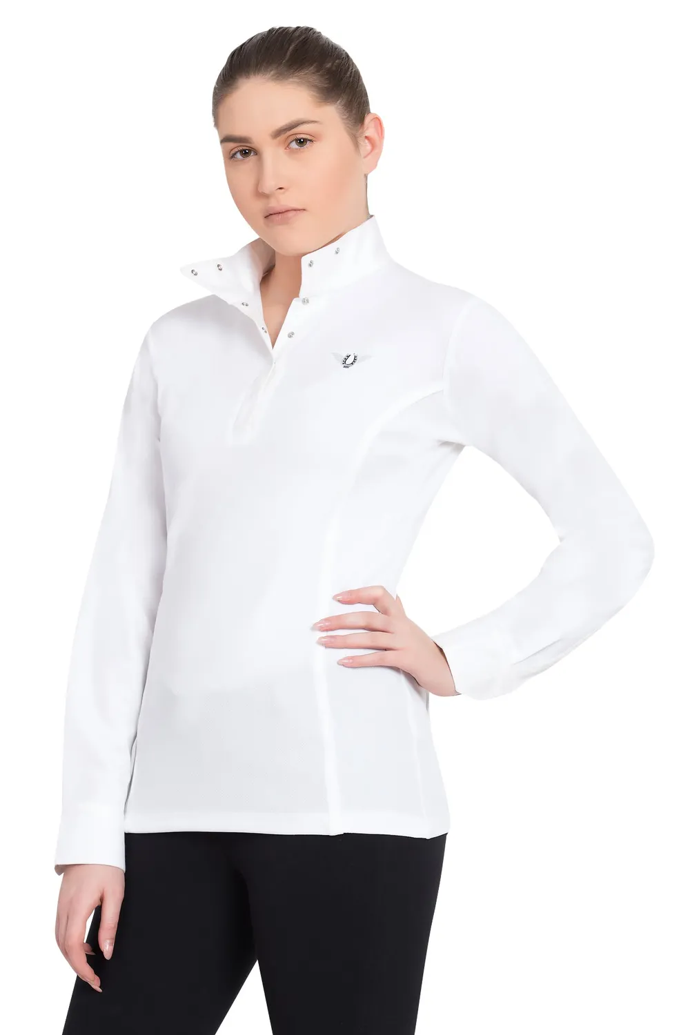 TuffRider Kirby Kwik Dry wedstrijdshirt lange mouw wit/wit