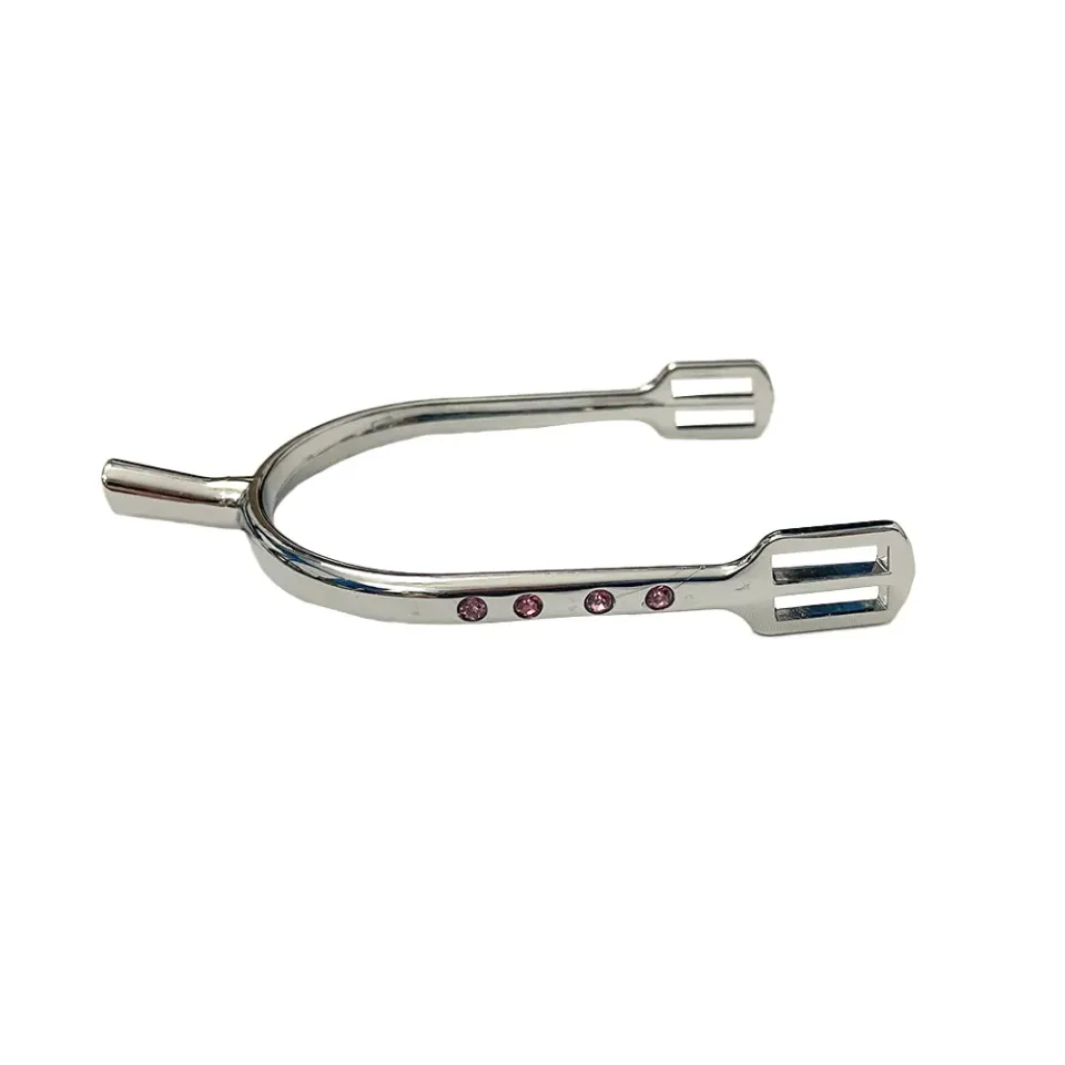 TuffRider Bling sporen zilver 20 mm roze crystals