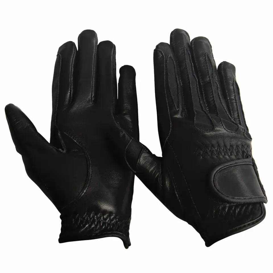 TuffRider Children's Stretch Leather rijhandschoenen zwart leer