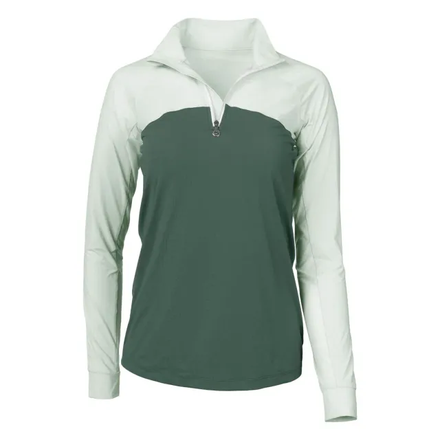 Dapplebay Lady 1/4 Zip rijshirt light teal koel