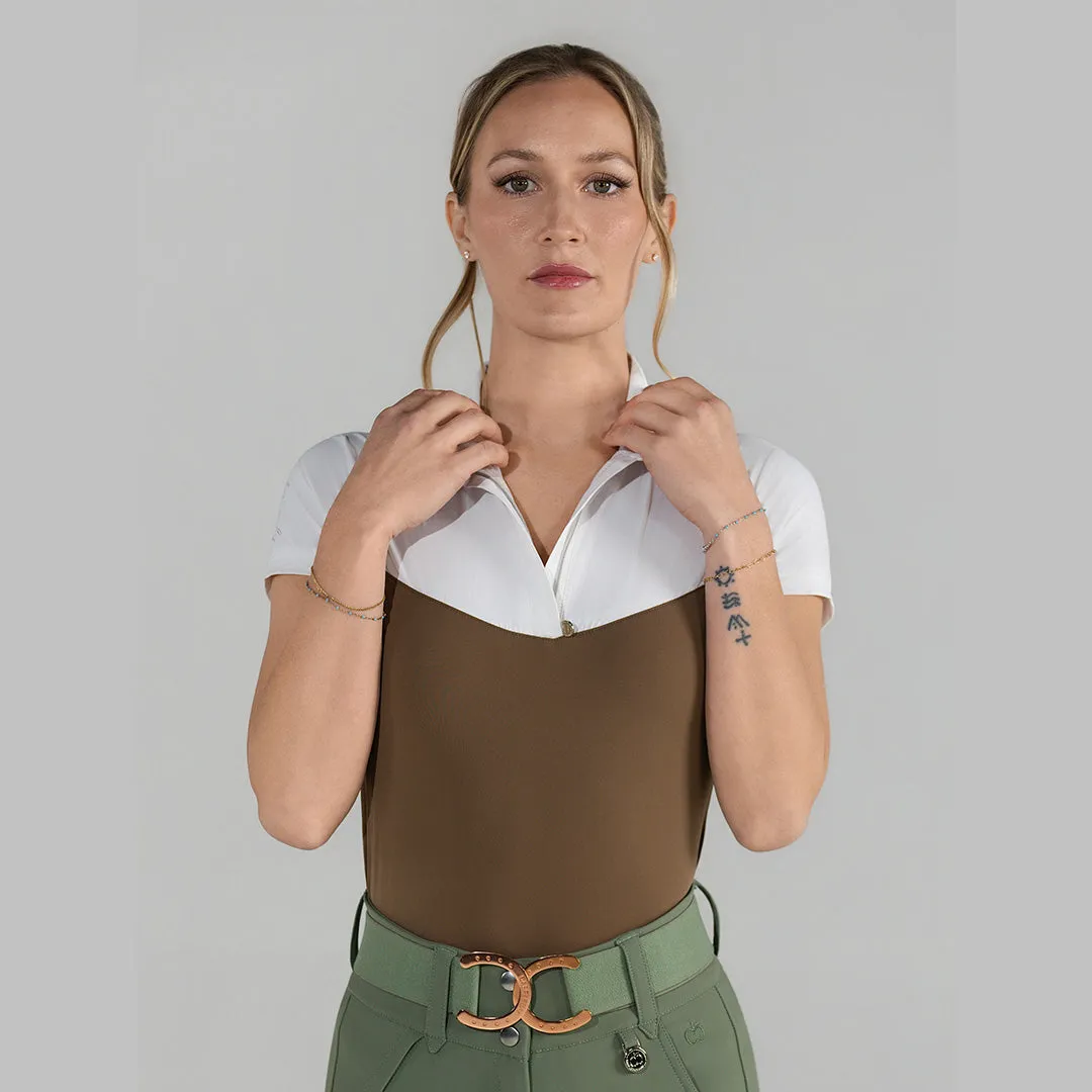 Dapplebay Lady 1/4 Zip showtop wit verkoelend korte mouw