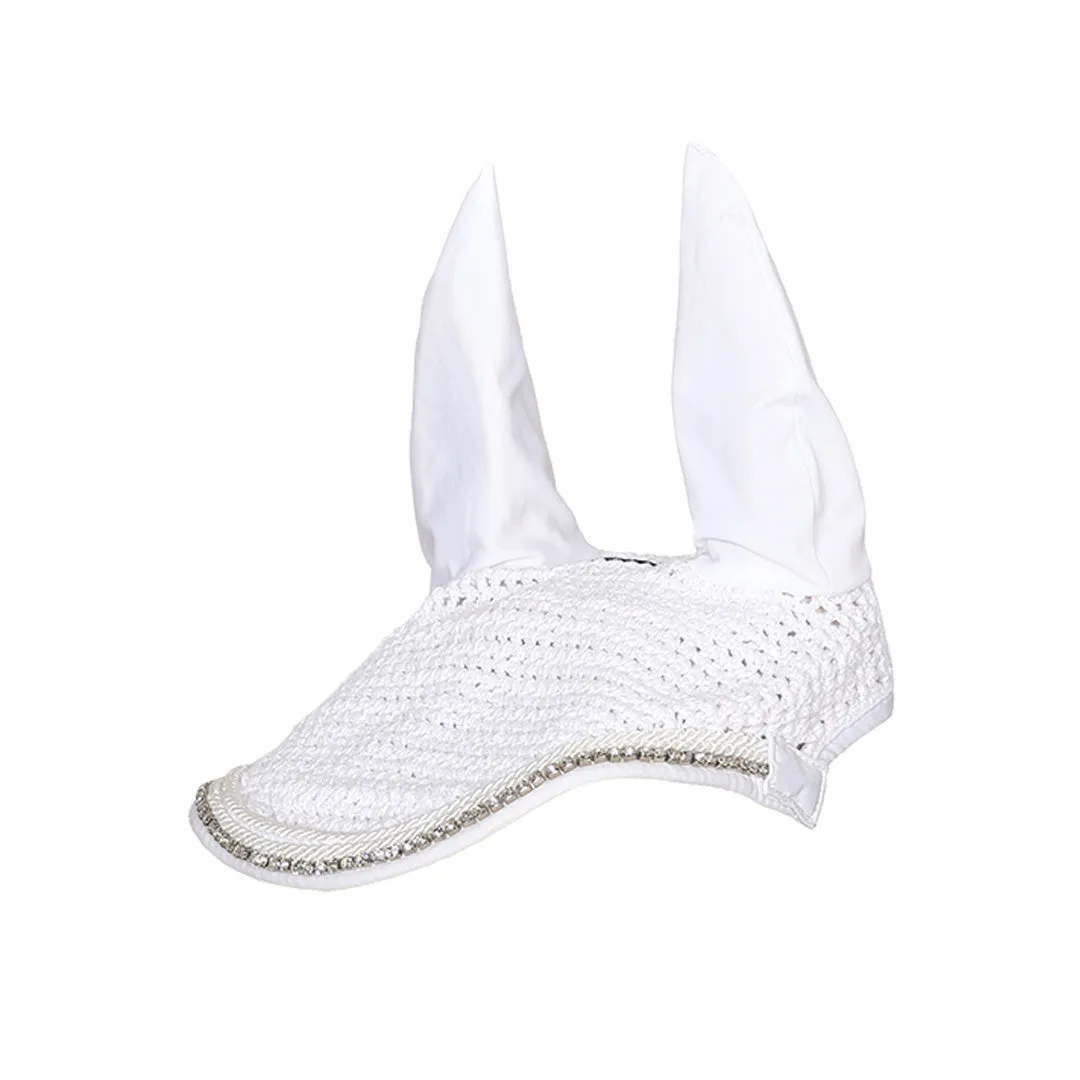 Equine Couture Rhinestone vliegenmuts zwart katoen Cob