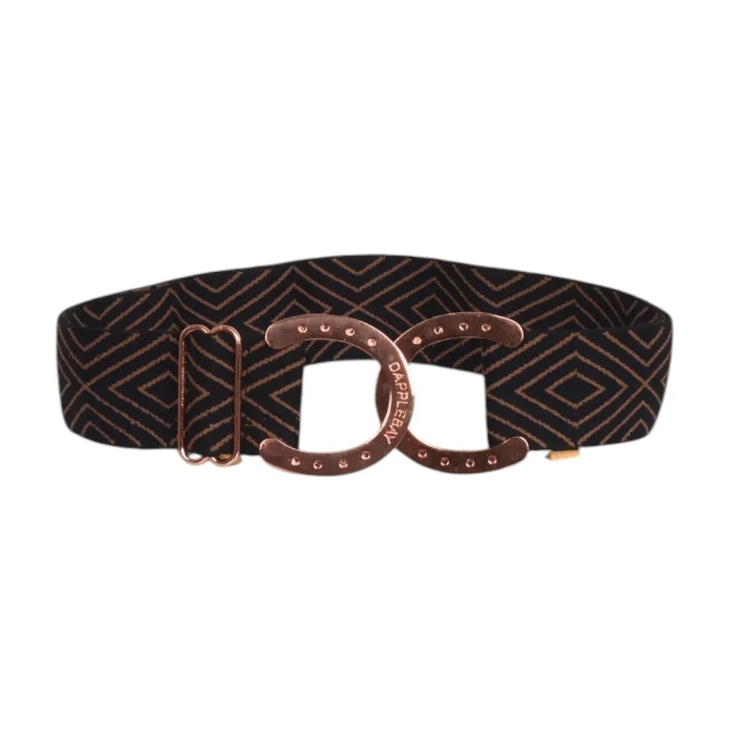 Dapplebay Horse Shoe Belt Diamond riem zwart elastisch stretch