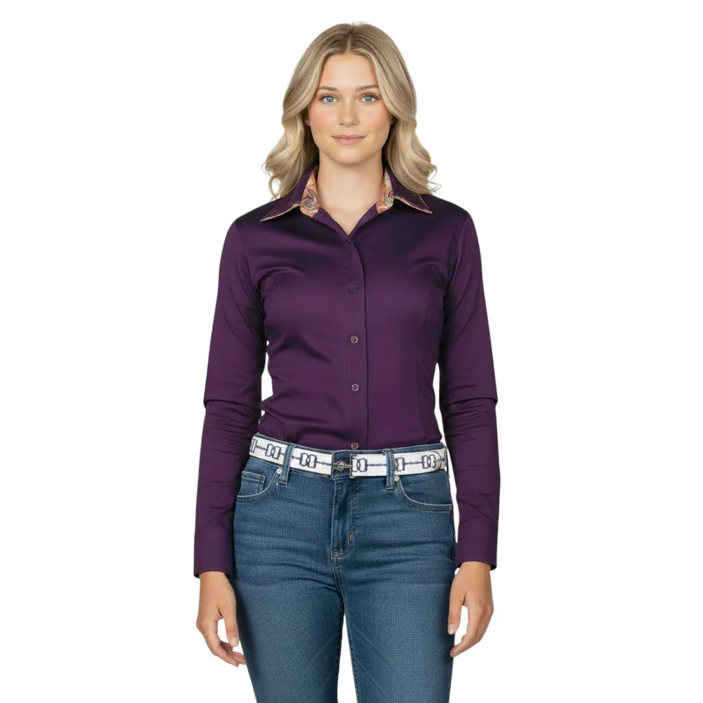 TuffRider ADEY Double Collar rijblouse Plum XS meisjes