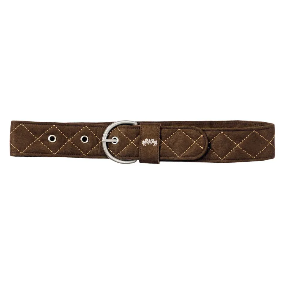 Equine Couture Diamond Quilted riem navy safari suède-look