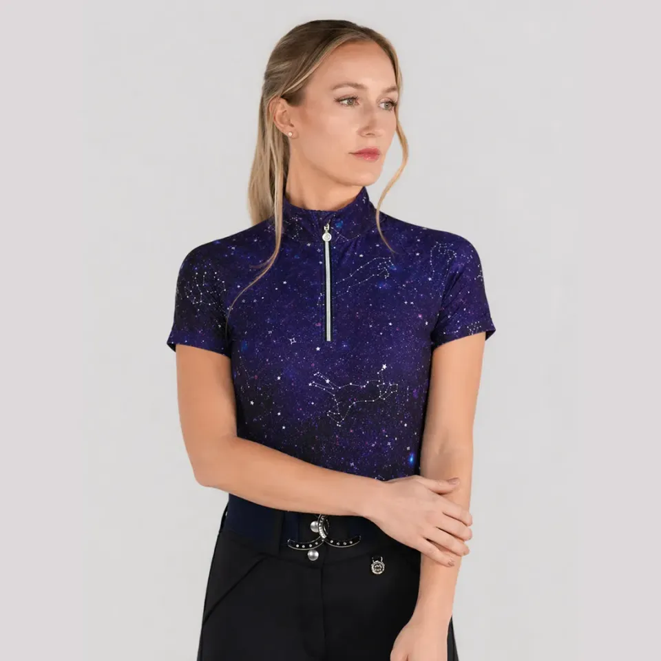 Dapplebay Constellation 1/4 Zip rijshirt korte mouw navy