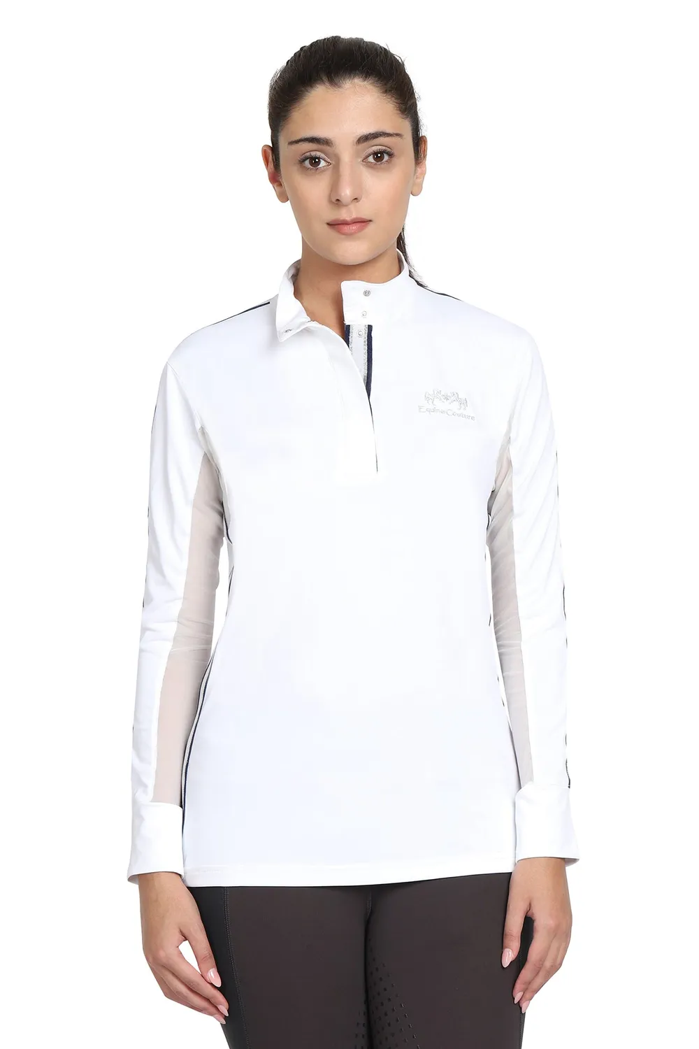 Equine Couture Eliana wedstrijdshirt dames wit mesh lange mouw