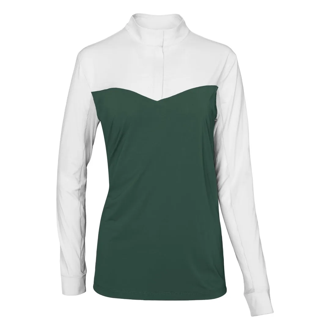 Dapplebay Lady 1/4 Zip Show wedstrijdshirt wit/evergreen