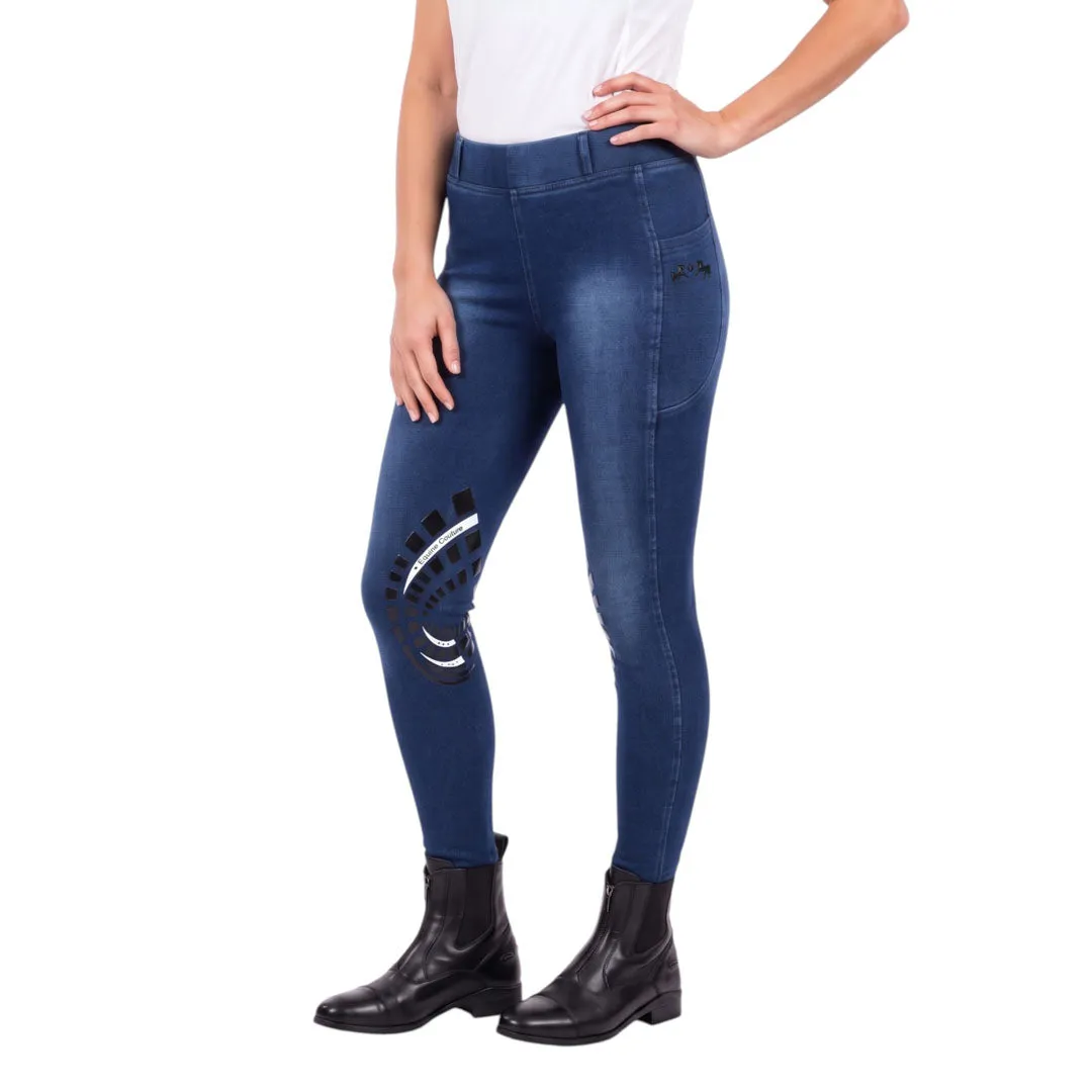 Equine Couture Denim rijlegging kniegrip telefoonvak denim M
