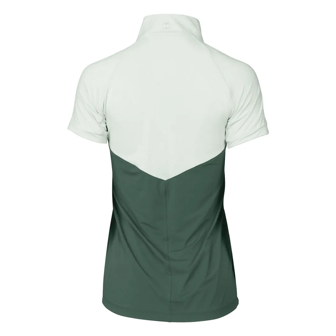 Dapplebay Lady rijshirt korte mouw licht teal 1/4 zip