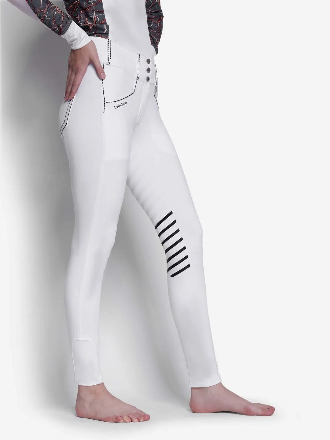 Equine Couture Saddle Stitch rijbroek Wit bamboe dames