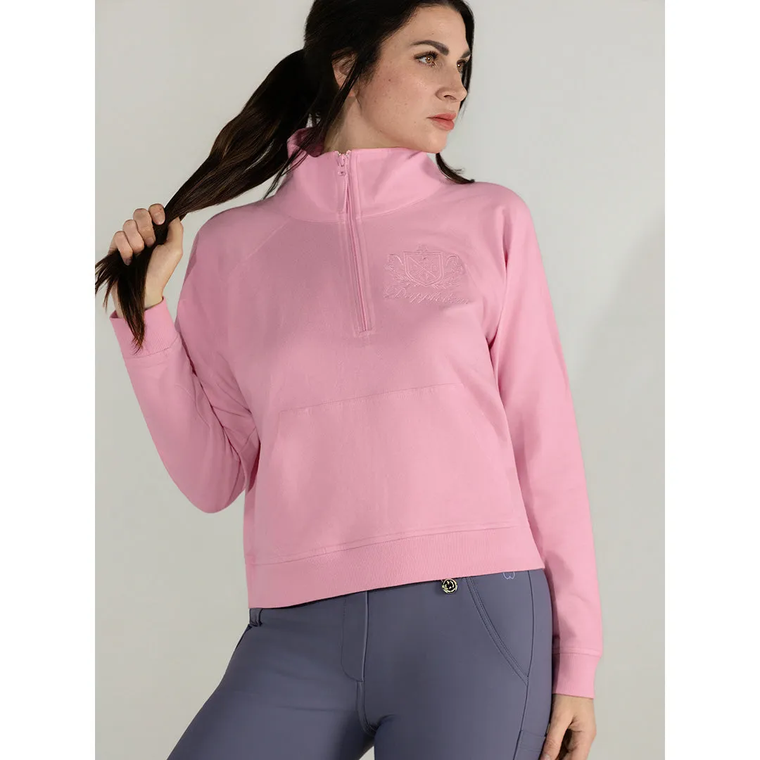 Dapplebay Crest halve zip trui ballet pink French terry