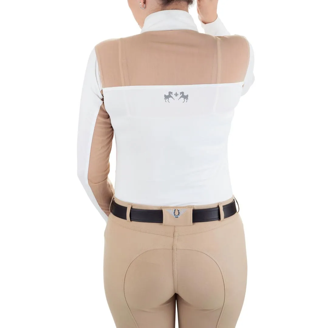 Equine Couture Nicolette showshirt lange mouw White Safari UV