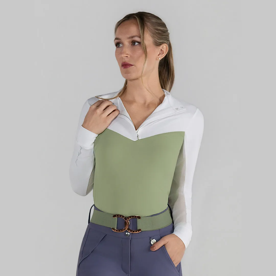 Dapplebay Lady 1/4 zip showshirt lange mouw balletroze wit