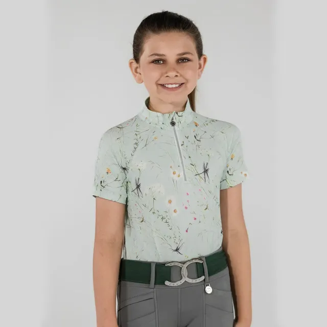 Dapplebay Dragonfly Meadow kinder rijshirt groen korte mouw