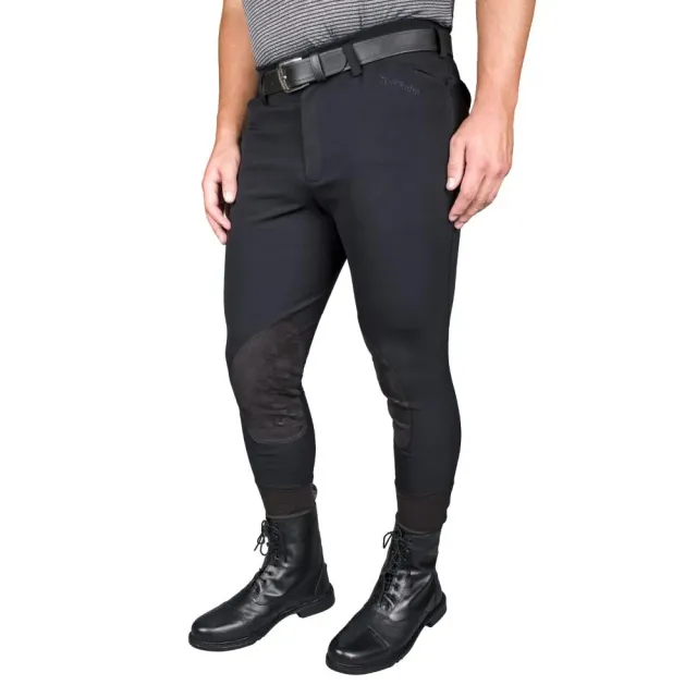 TuffRider Claudio heren rijbroek Black kniepatches