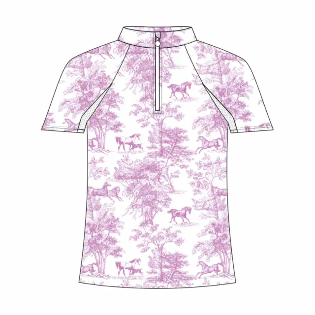 Dapplebay Equestrian Toile kids shirt Rose 1/4 zip korte mouw