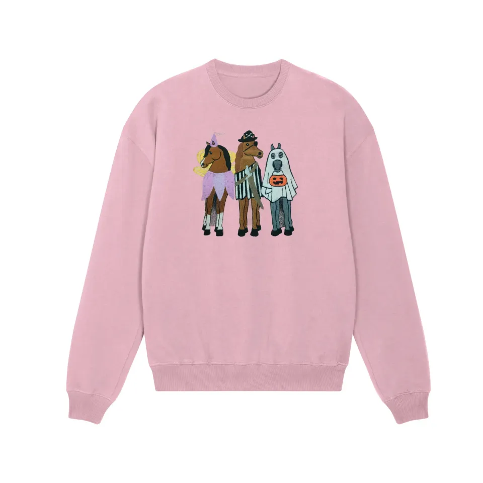 Dapplebay Trick or Treat sweater dames lichtroze Halloween