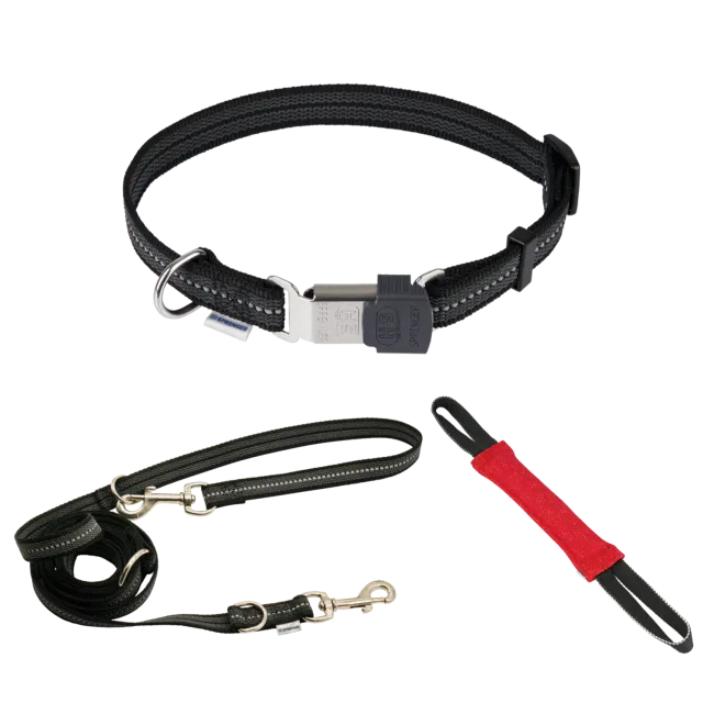 Herm Sprenger Bundle halsband 40-55cm + riem 2,3m zwart hond