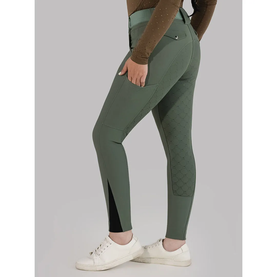 Dapplebay Sport Silicone Full Seat rijbroek rosemary compressie