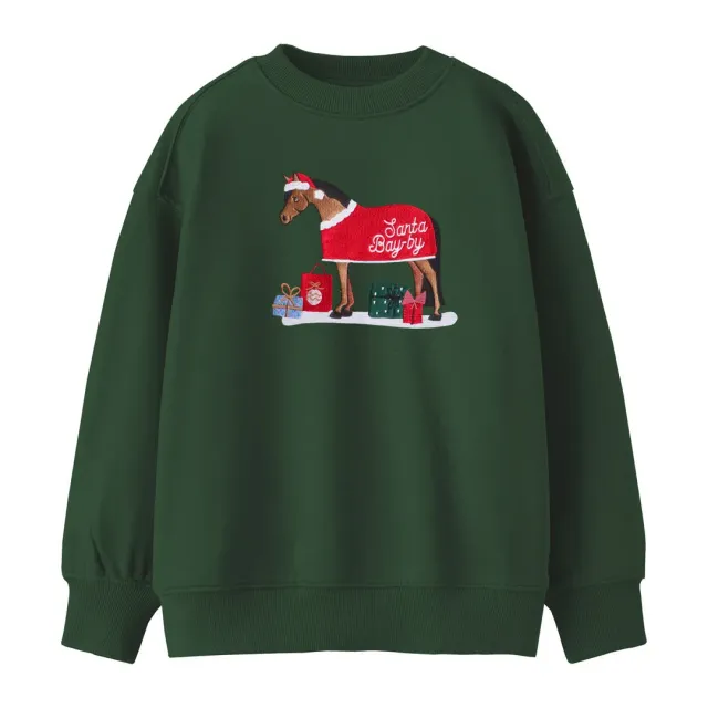Dapplebay Santa Bay-by sweatshirt kids Evergreen geborduurd