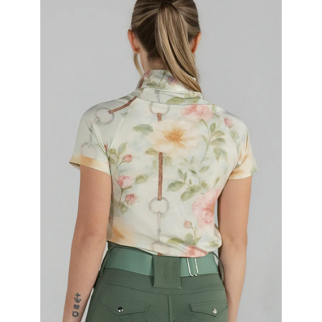 Dapplebay Vintage Floral 1/4 Zip rijshirt korte mouw