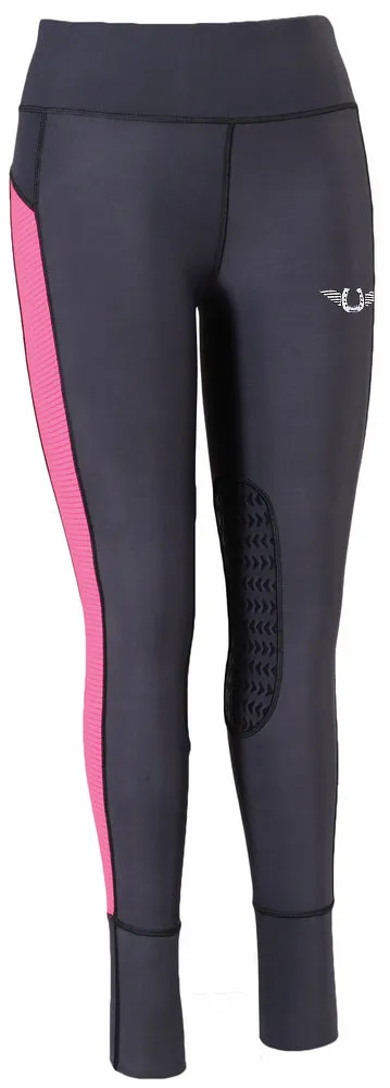 TuffRider Marathon dames rijlegging Charcoal siliconen knie