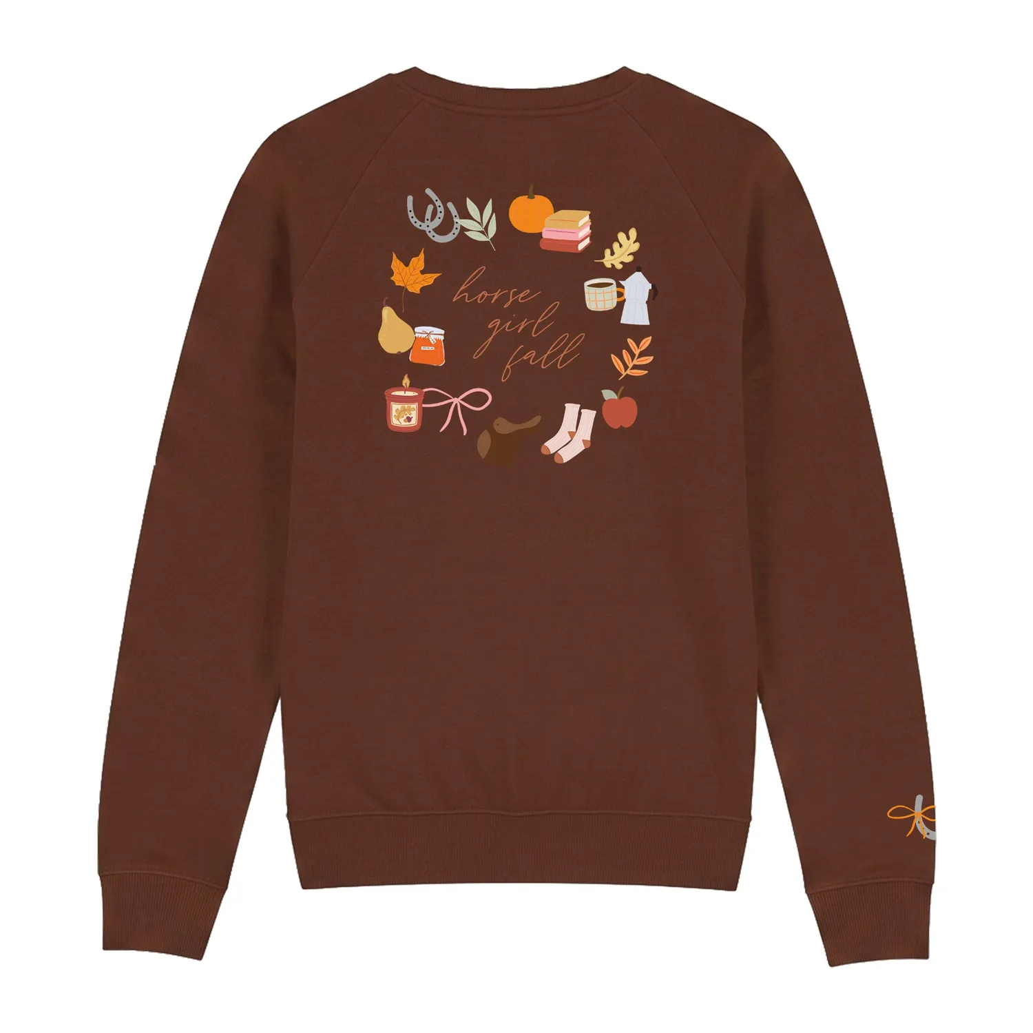 Dapplebay Horse Girl Fall sweater Brick zacht geborduurd