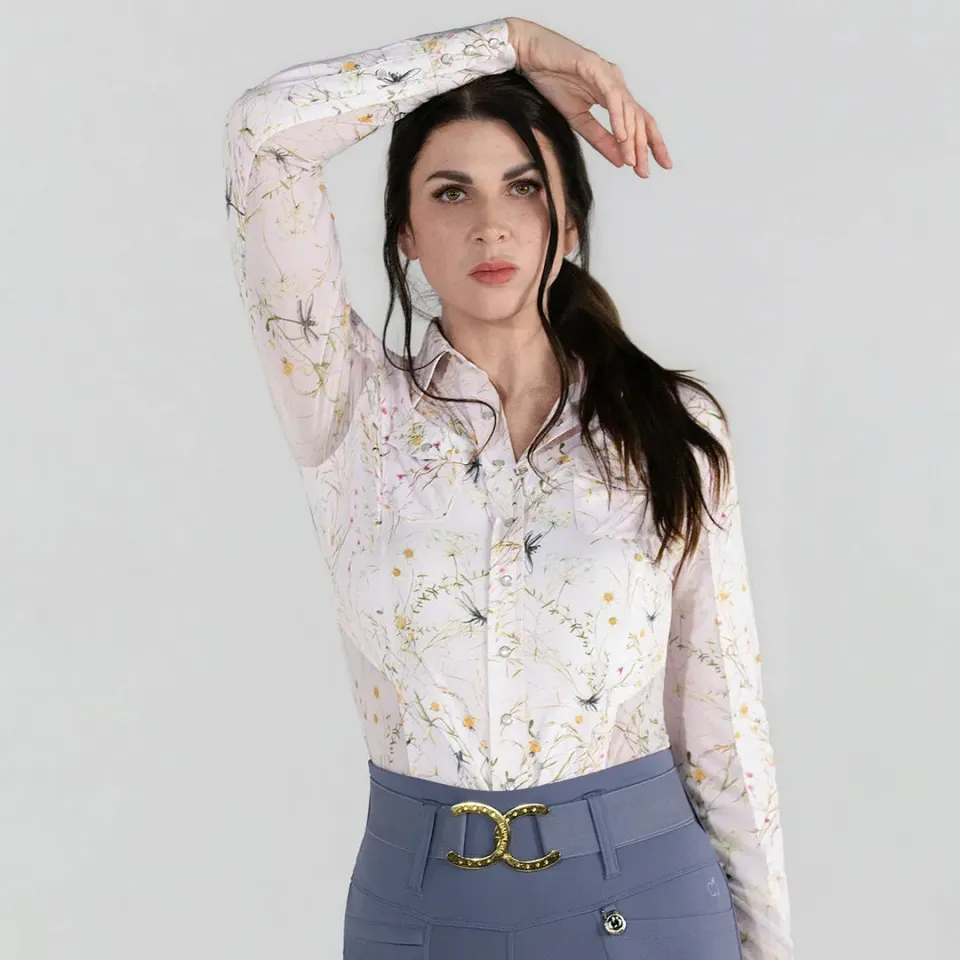 Dapplebay Dragonfly Meadow western blouse lichtroze