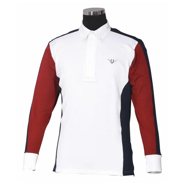 TuffRider Dennison wedstrijdshirt heren lange mouw wit navy