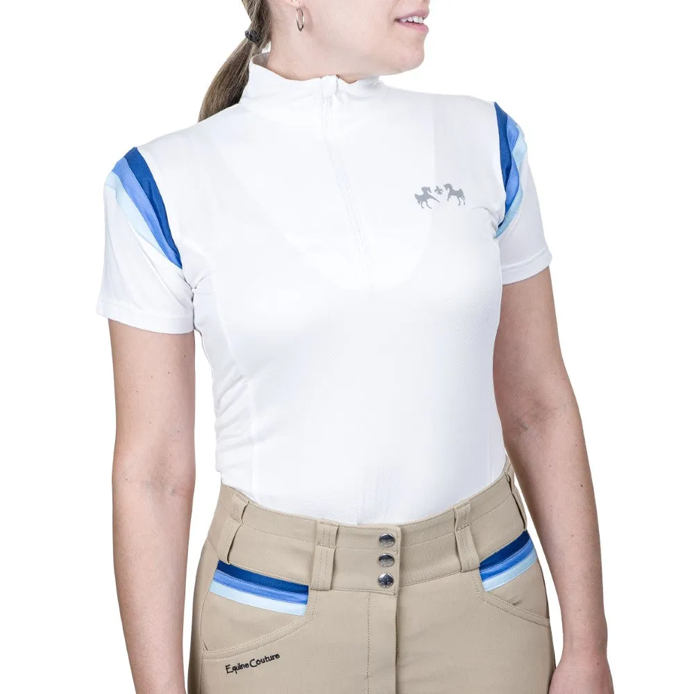 Equine Couture Gradient wedstrijdshirt wit-rood korte mouw