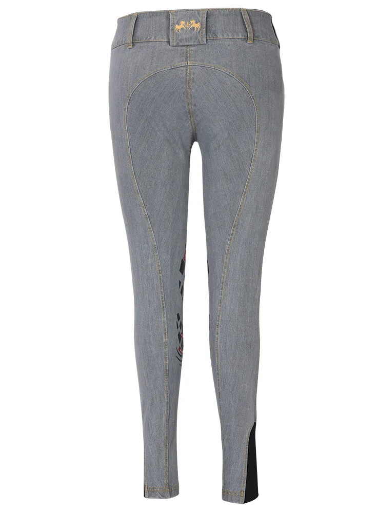 Equine Couture Calabasas rijbroek denim siliconen kniezit