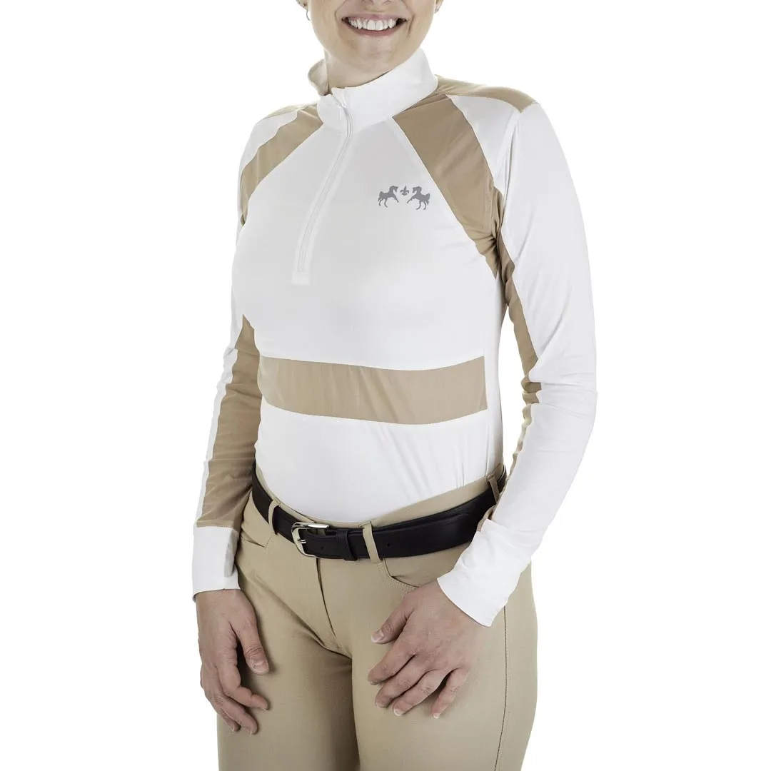 Equine Couture Nicolette showshirt lange mouw White Safari UV