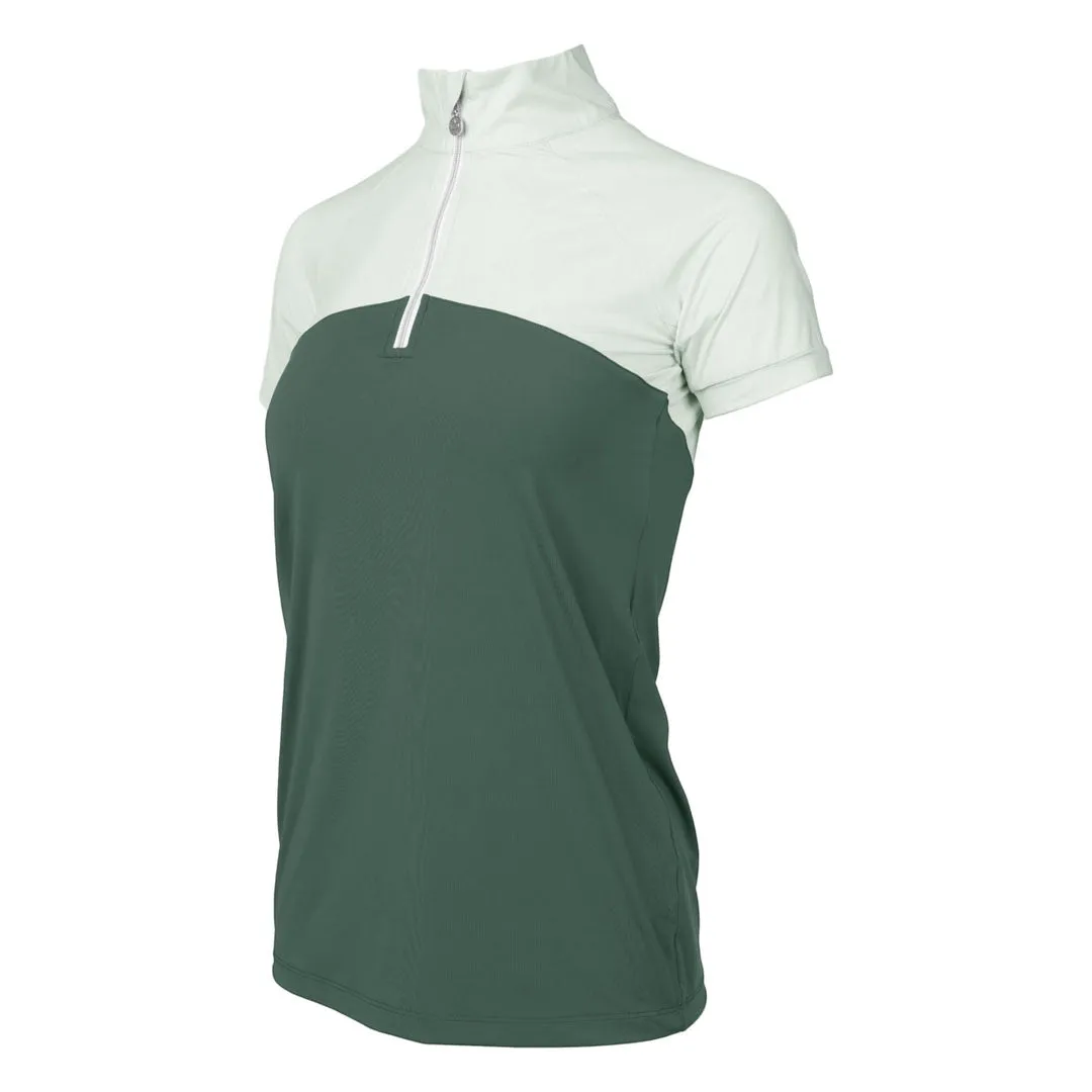 Dapplebay Lady rijshirt korte mouw licht teal 1/4 zip