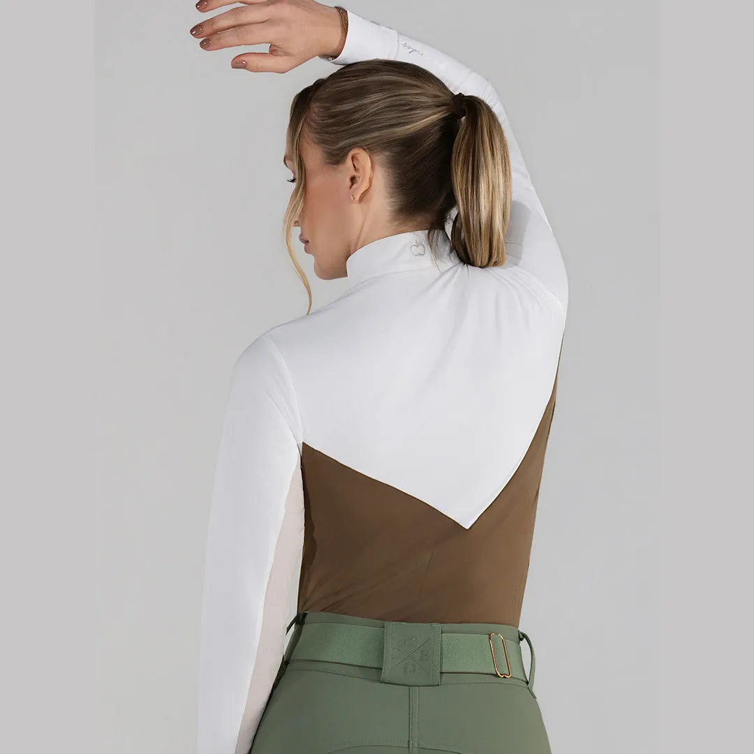 Dapplebay Lady 1/4 zip showshirt lange mouw balletroze wit