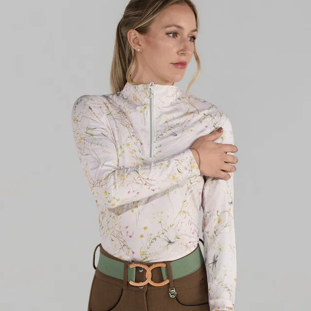 Dapplebay Dragonfly Meadow rijshirt lichtroze 1/4 zip