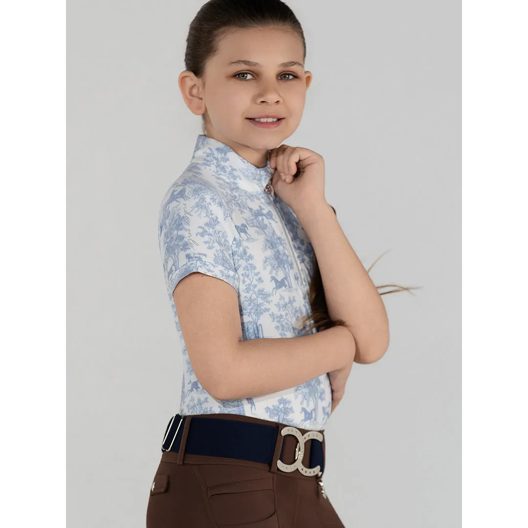 Dapplebay Equestrian Toile 1/4 zip kinder rijshirt moonrise