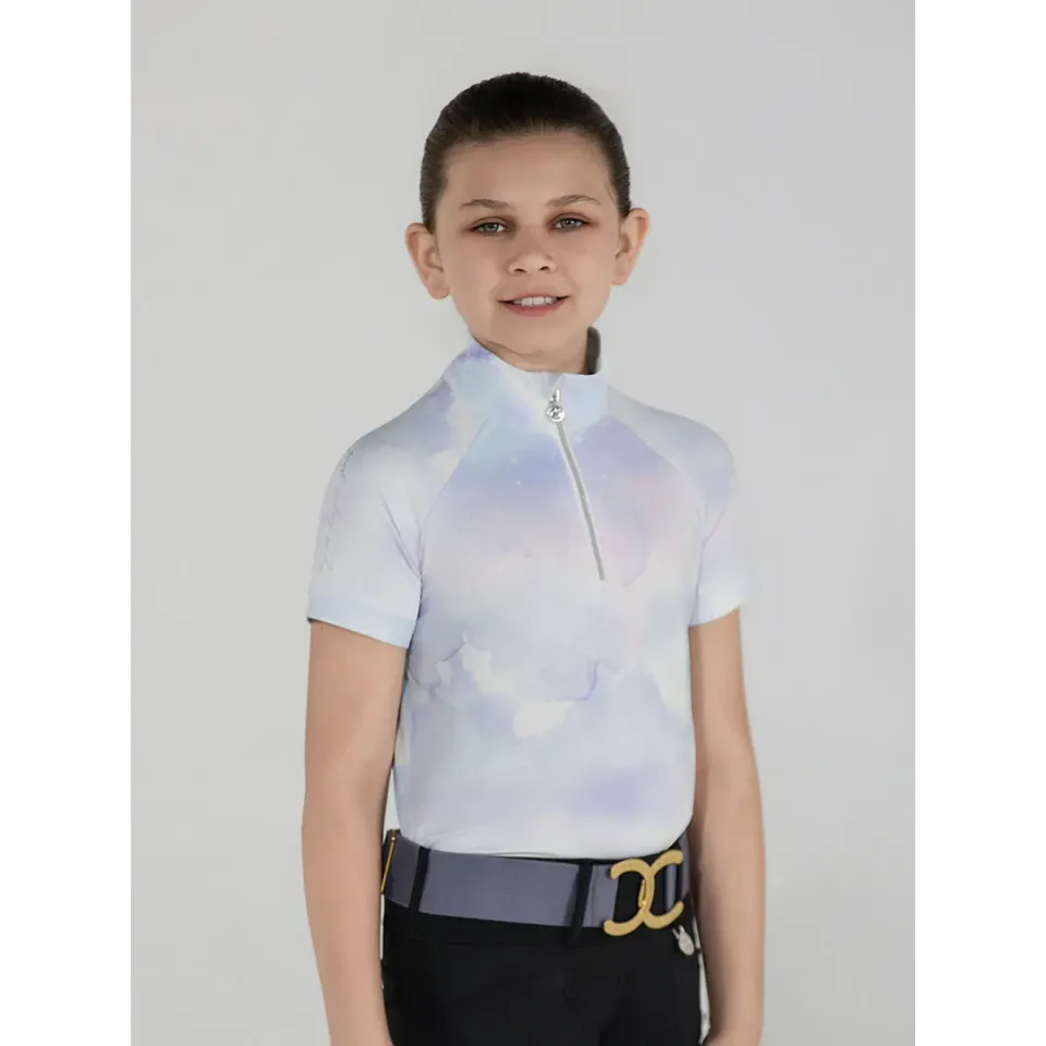 Dapplebay Opalite Skies 1/4 Zip rijshirt korte mouw pastel