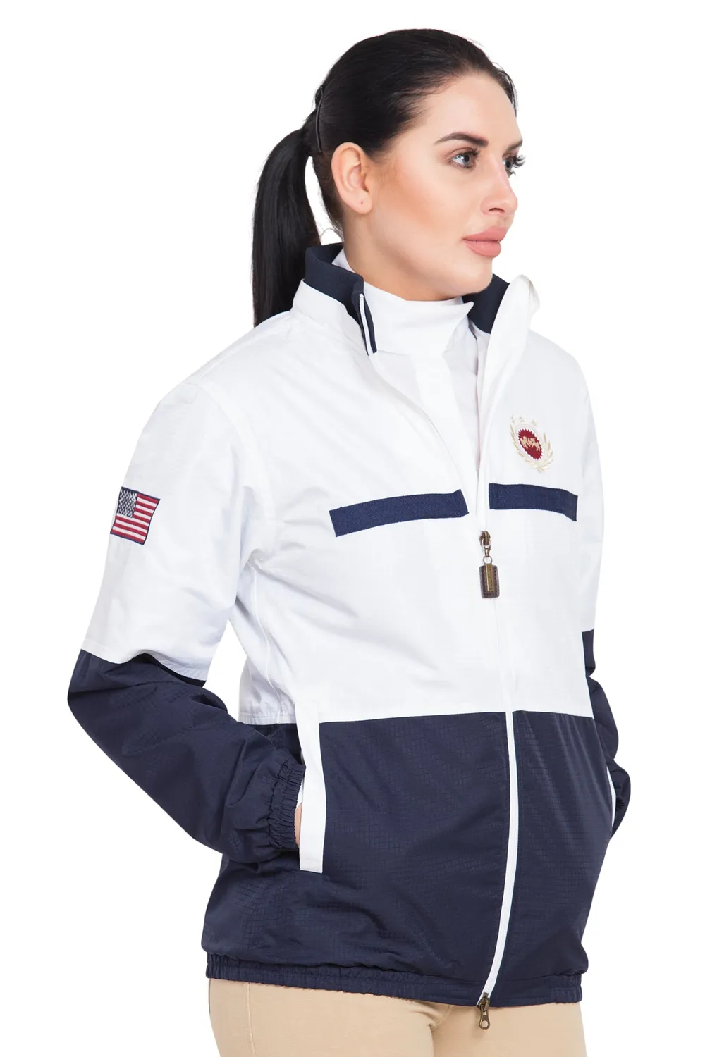 Equine Couture Marmara regenjas dames wit/navy waterdicht