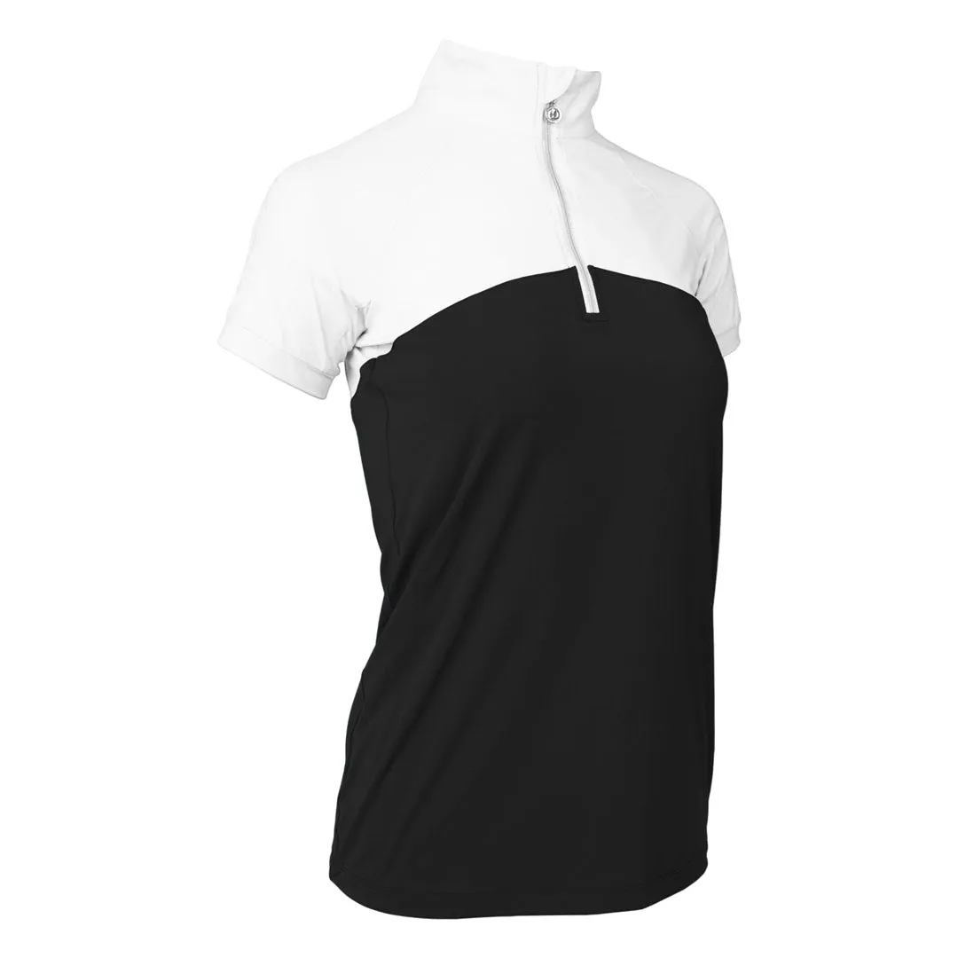 Dapplebay Lady rijshirt korte mouw zwart-wit verkoelend