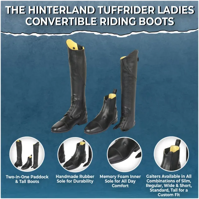 TuffRider Hinterland Convertible rijlaarzen zwart dames 2-in-1