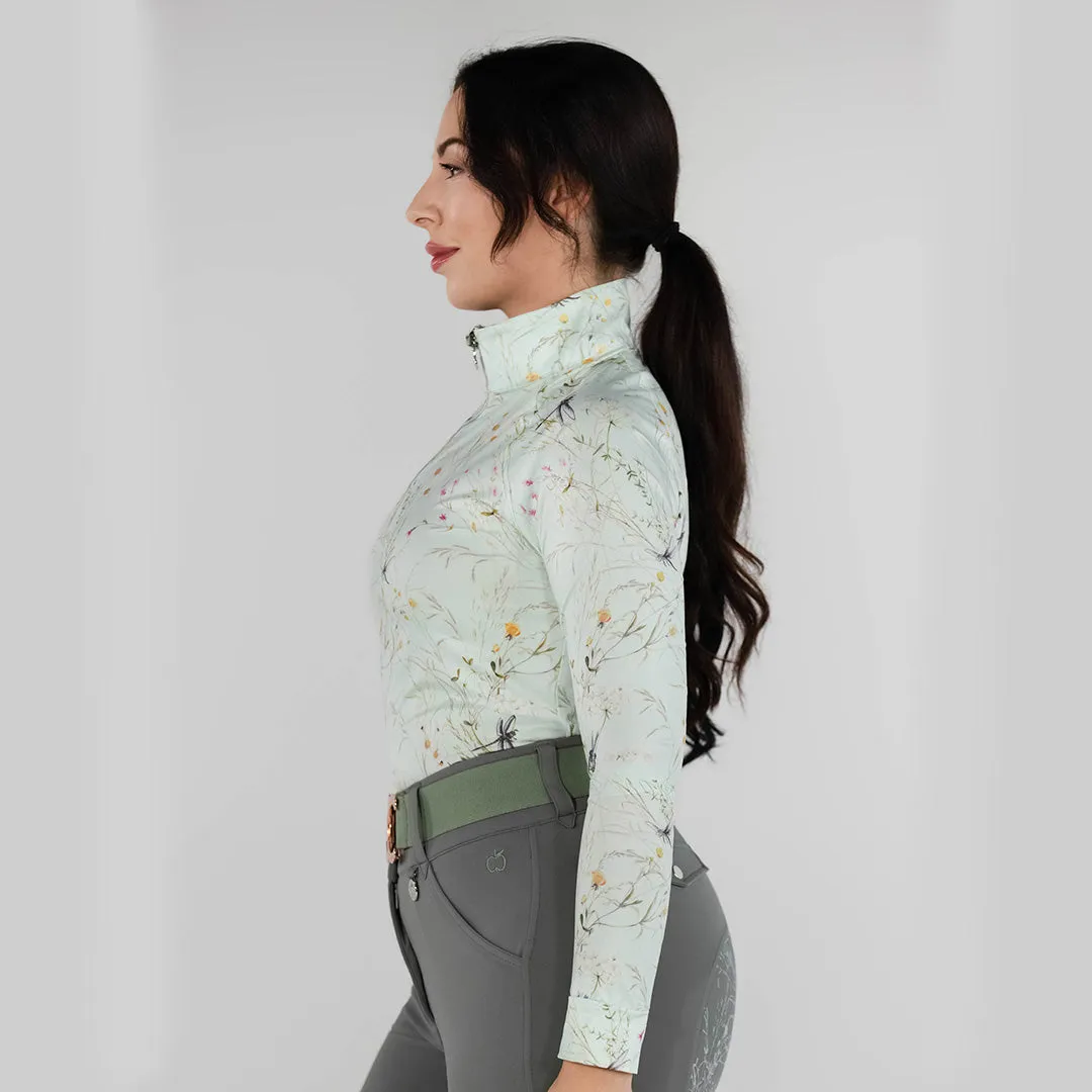 Dapplebay Dragonfly Meadow 1/4 Zip rijshirt groen lichtgewicht