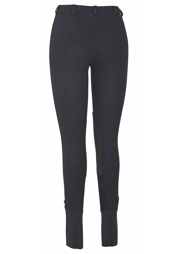 TuffRider Ladies Cotton Lowrise Pull-On Knee Patch rijbroek zwart katoen