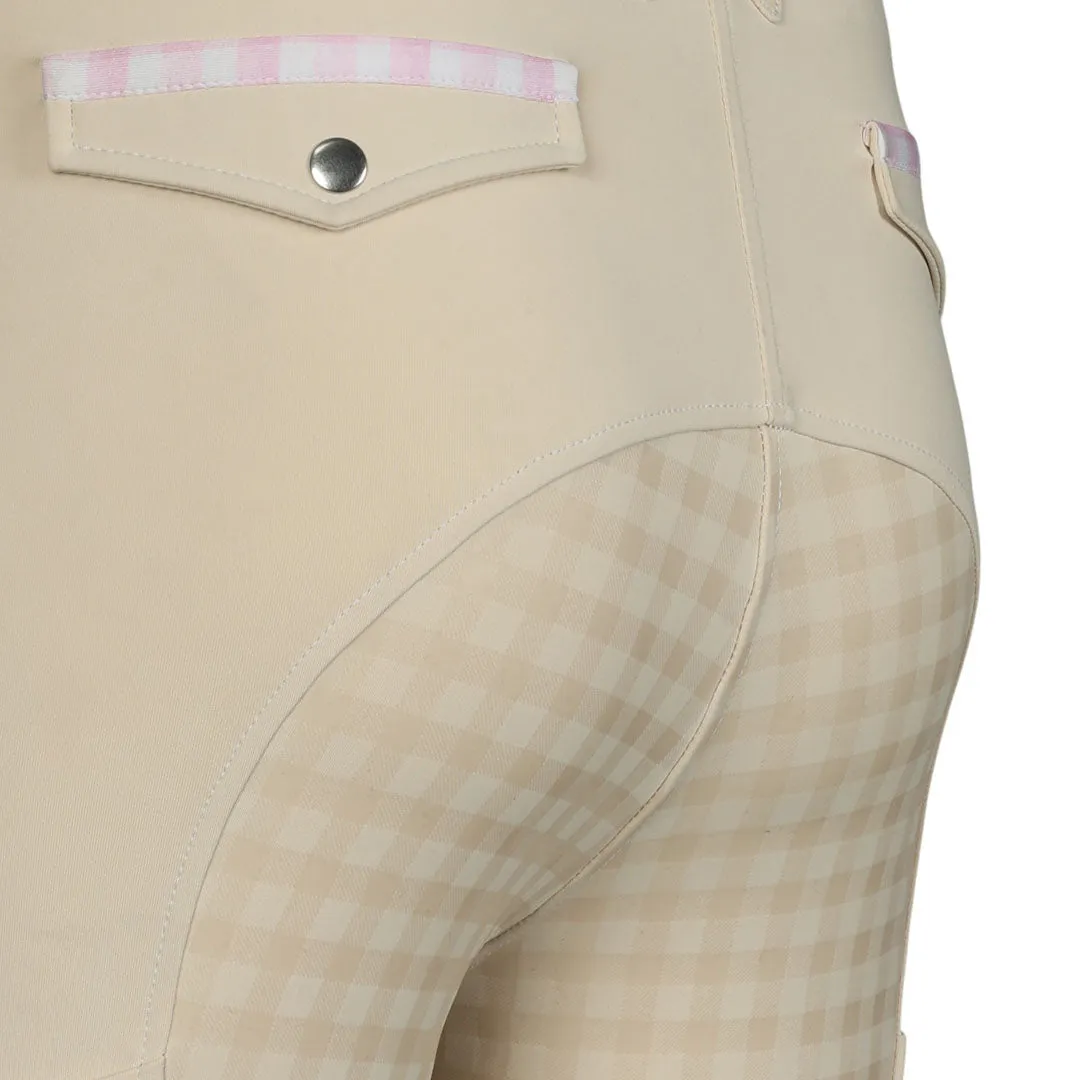 Dapplebay Gingham rijbroek Tan full seat compression