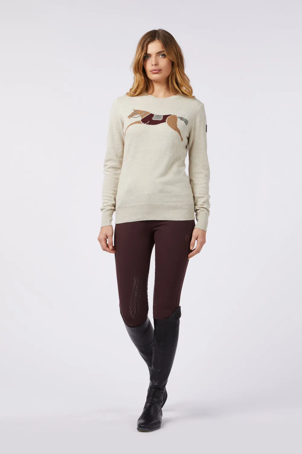Vestrum Saitama trui dames strass paard zeezout