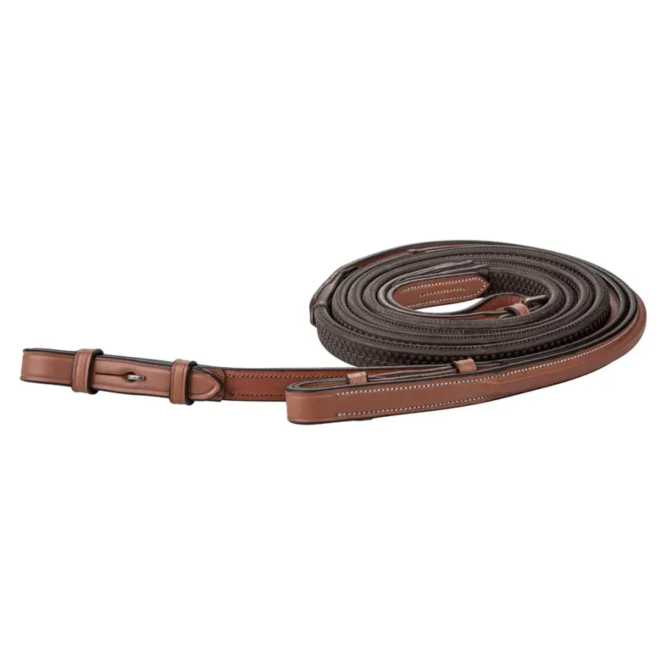 Henri de Rivel Laureate rubber teugels Oakbark 54 inch leer